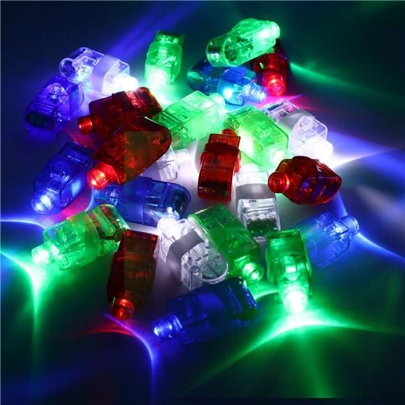 100 Pack LED Finger Lights, Flashing Light Up Rings Bulk Party Favors - Picture 2 of 8